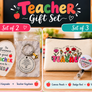 Teacher gift sets two or three pieces with silver keychains; no price in image
