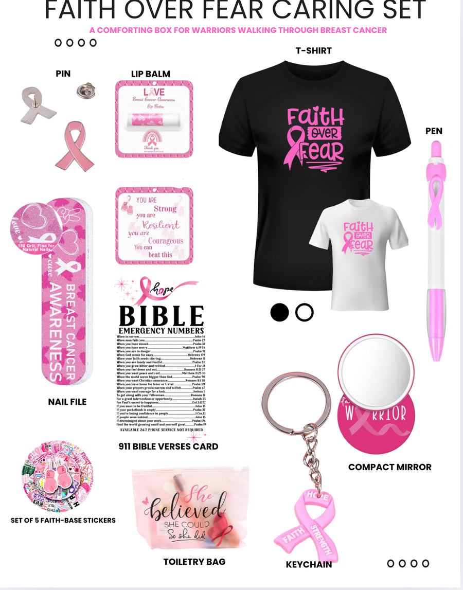 Faith Over Fear Breast Cancer Gift Set – Comfort Care Box for Warriors | Pink Ribbon Gift | Inspirational Support Package
