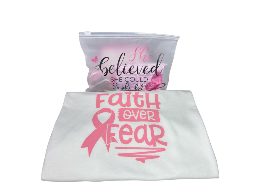 Faith Over Fear Breast Cancer Gift Set – Comfort Care Box for Warriors | Pink Ribbon Gift | Inspirational Support Package