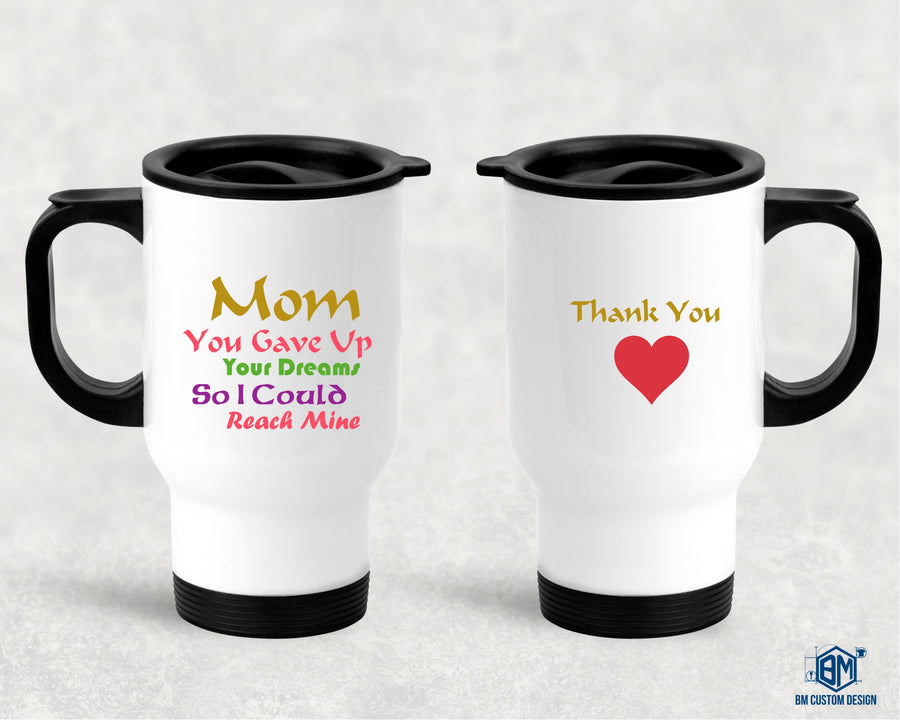 Travel Mug with Handle 500ml Thank You Mom - BM Custom Design