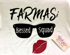 Blessed Squad Farmasi Beauty Influencer T-Shirt Glitter Red Lips