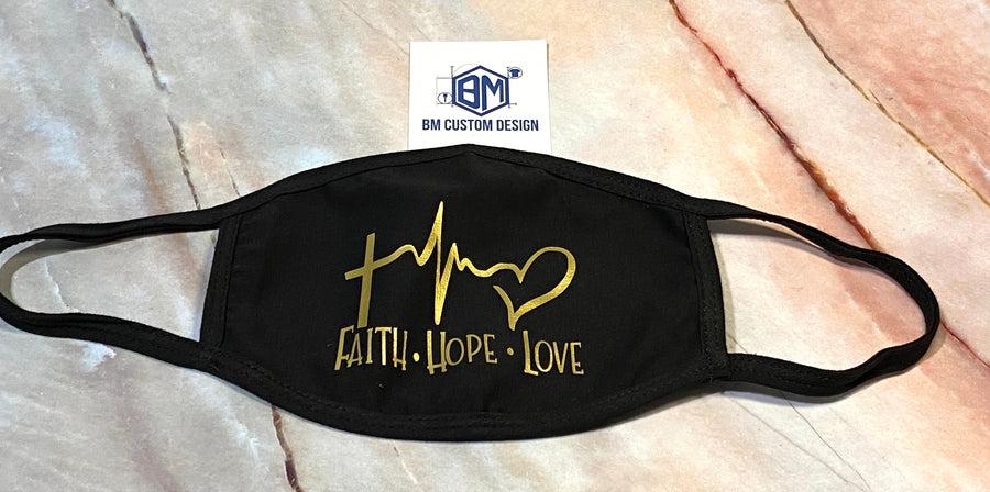 Faith Hope Love Personalized Face Mask